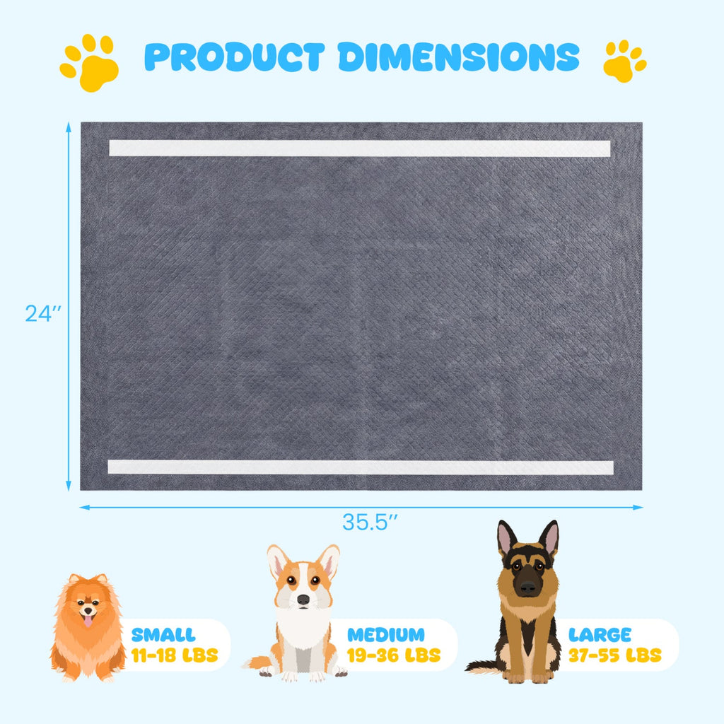 35.5" x 24" Charcoal Dog Pee Pads 6-Layer for Dogs