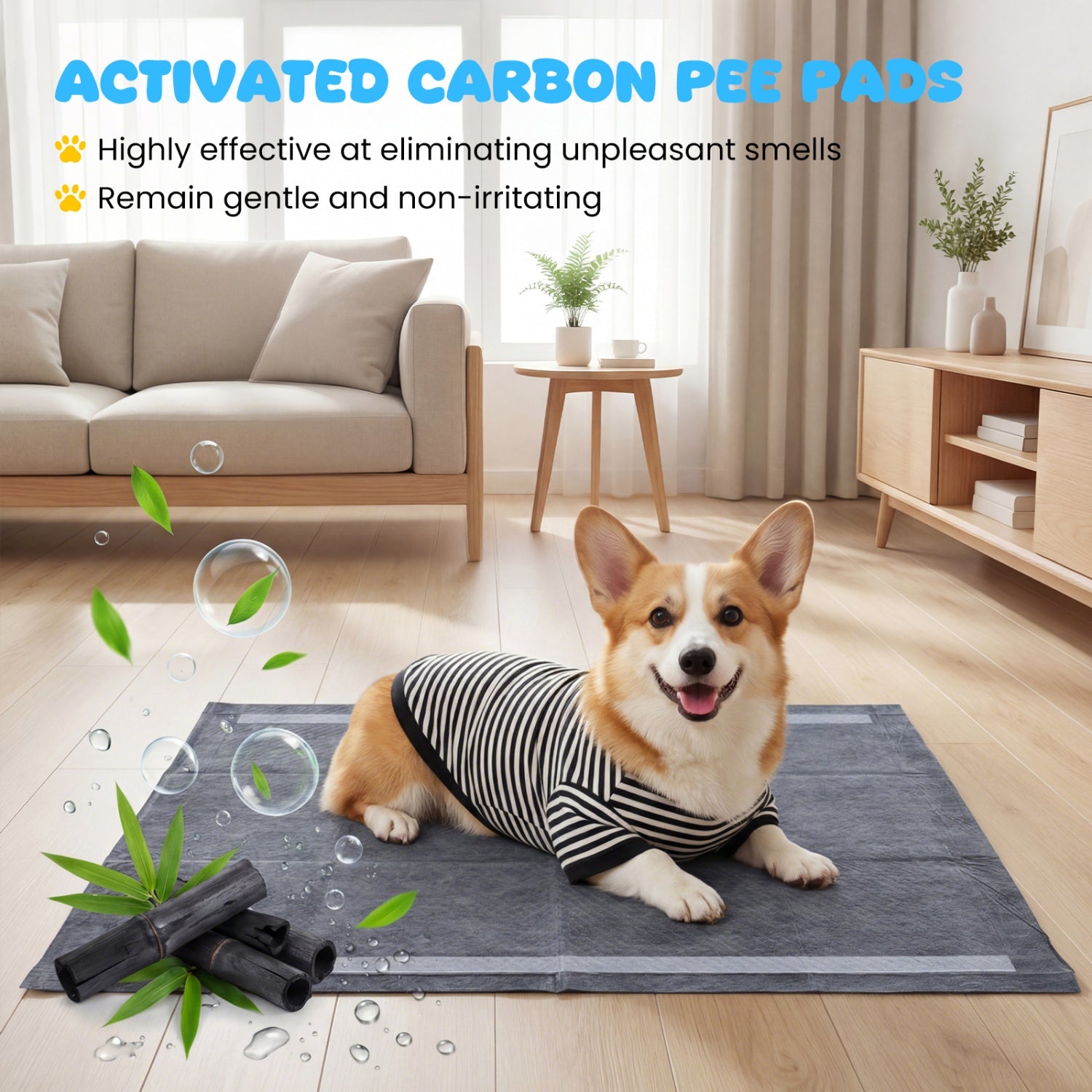 35.5" x 24" Charcoal Dog Pee Pads 6-Layer for Dogs