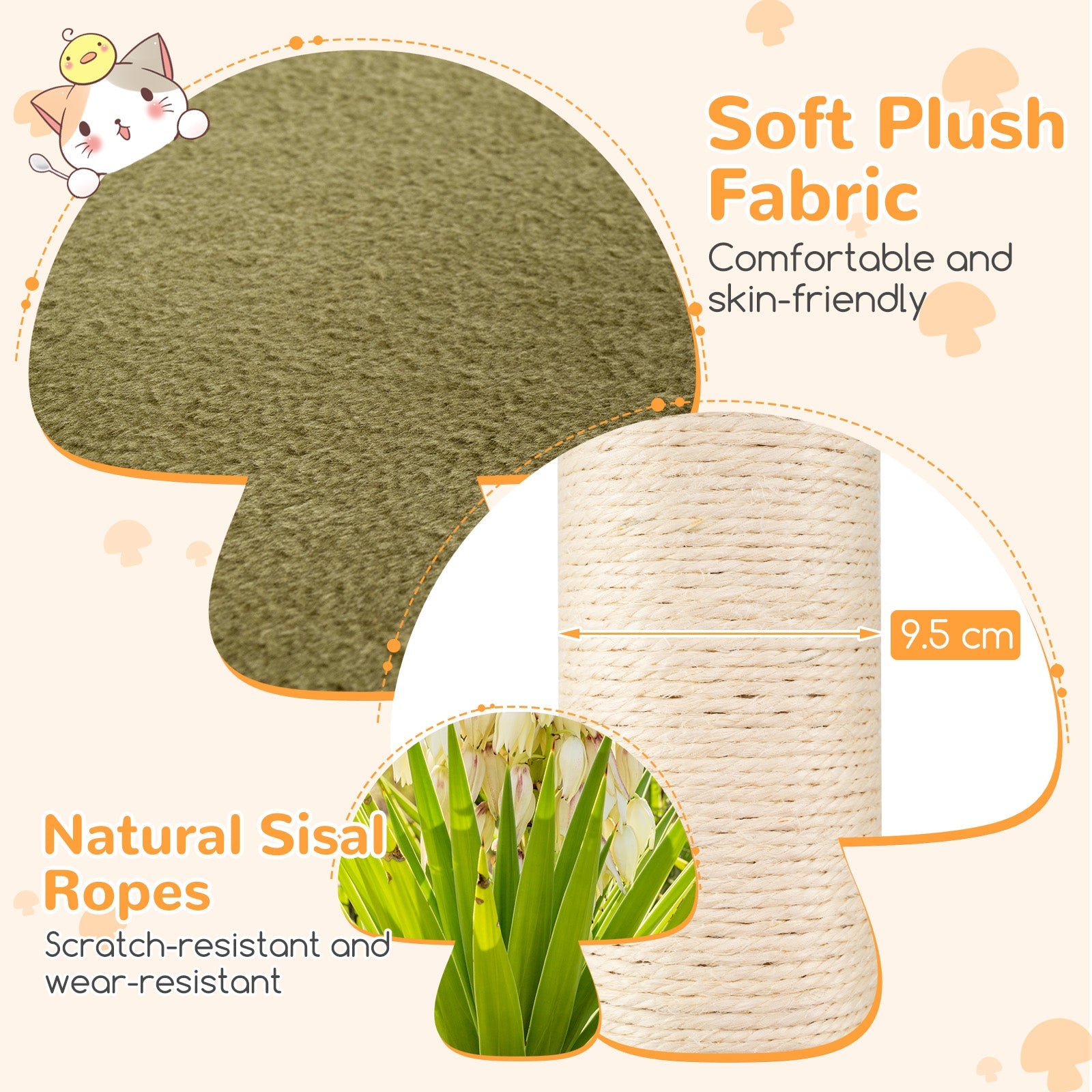 35 Inch Tall Cat Tower with Sisal Scratching Posts Cat Condo and Padded Platforms-Multicolor