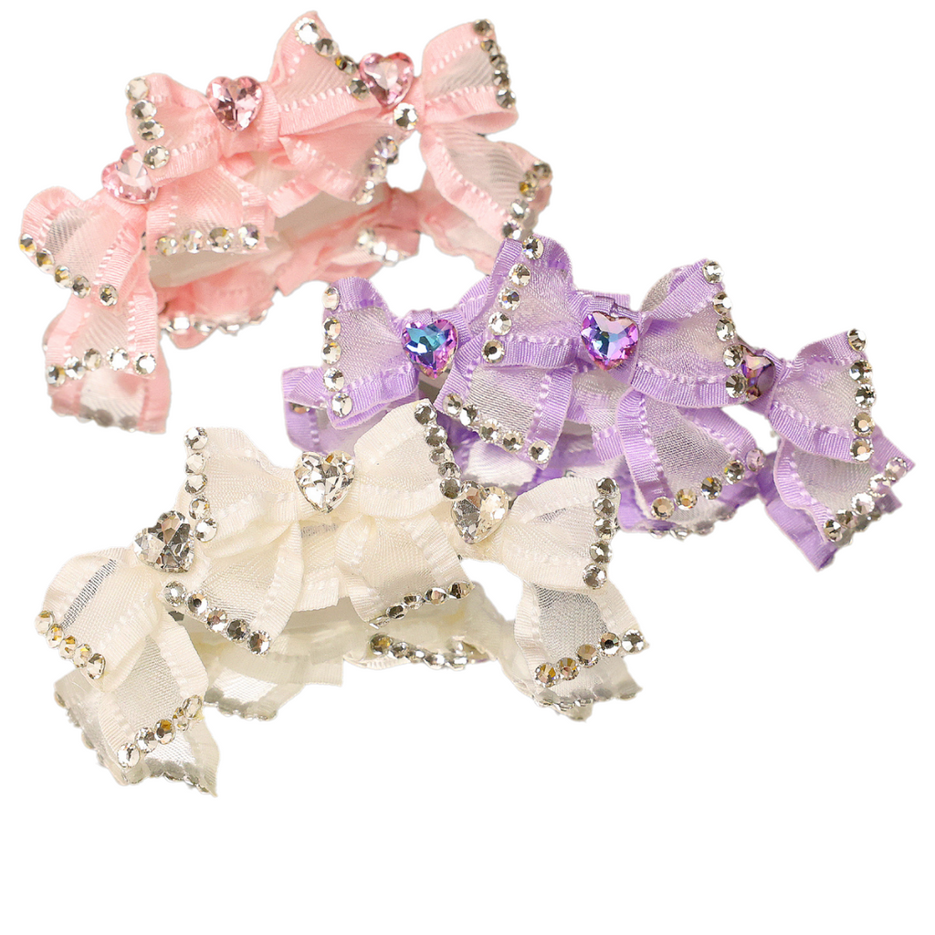 Pet Accessories Rhinestone Layered Bow Hair Clip Headwear