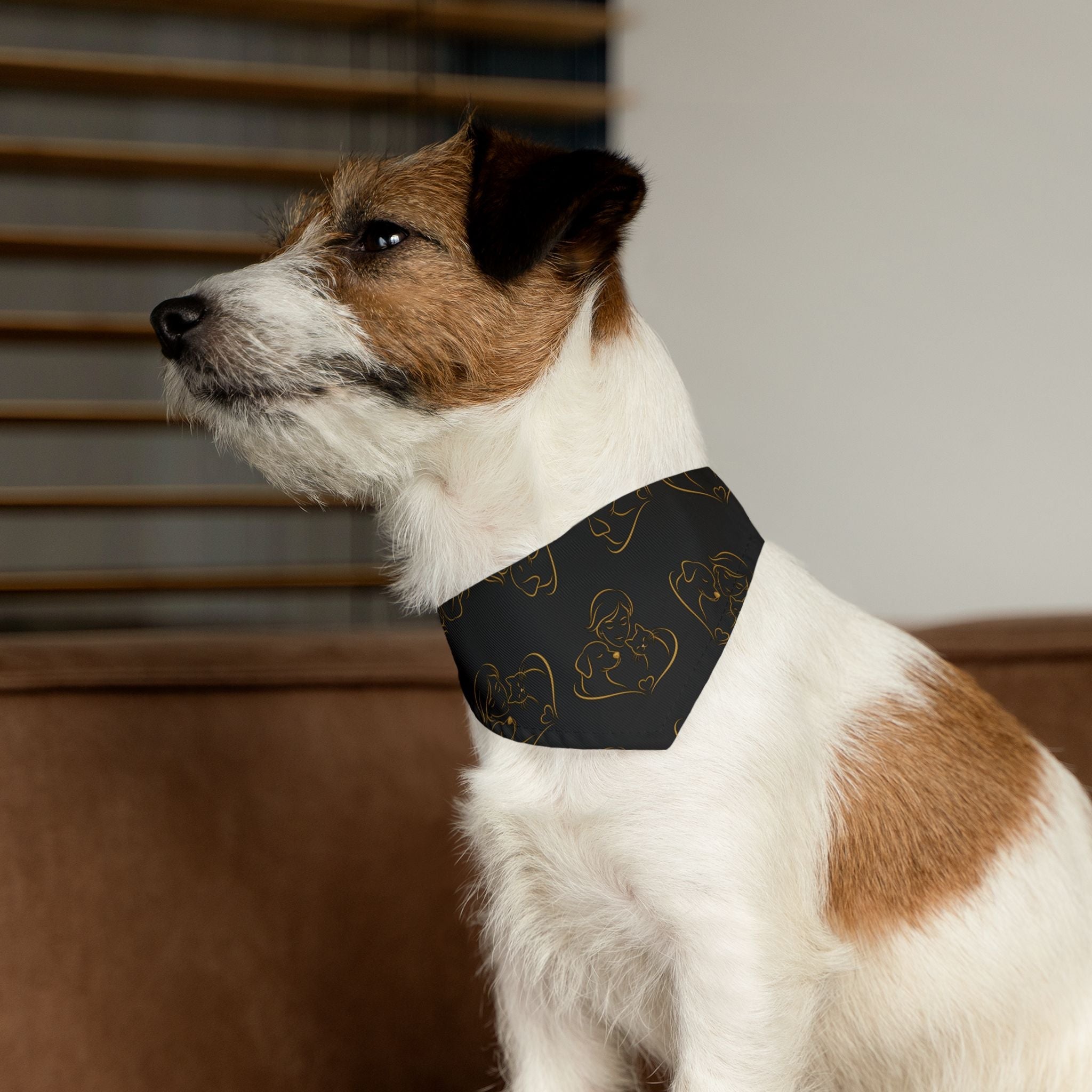 Love Line Art Dog Bandana – Person, Dog & Cat Design