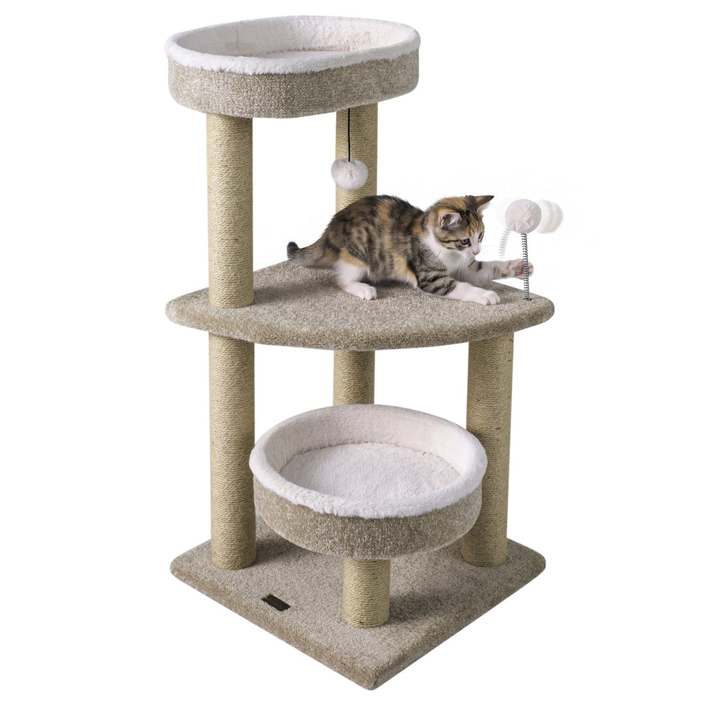 36" Cat Tree with Plush Perches & Scratching Posts