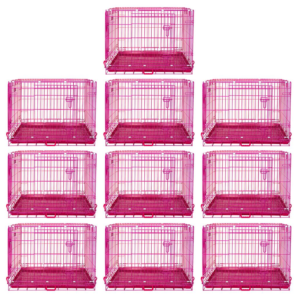24-42" Collapsible Pink Dog Crate RED24-42 36 Inch 10 Pack