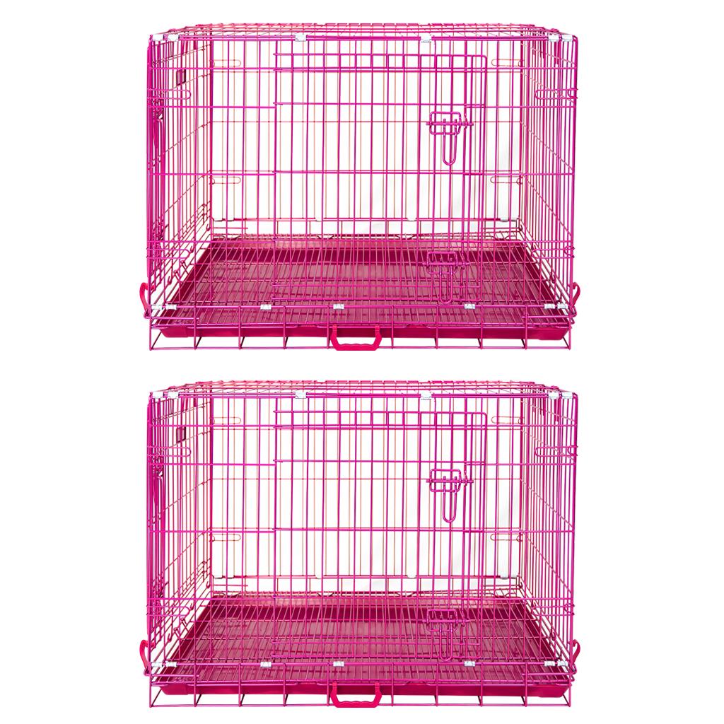 24-42" Collapsible Pink Dog Crate RED24-42 36 Inch 2 Pack