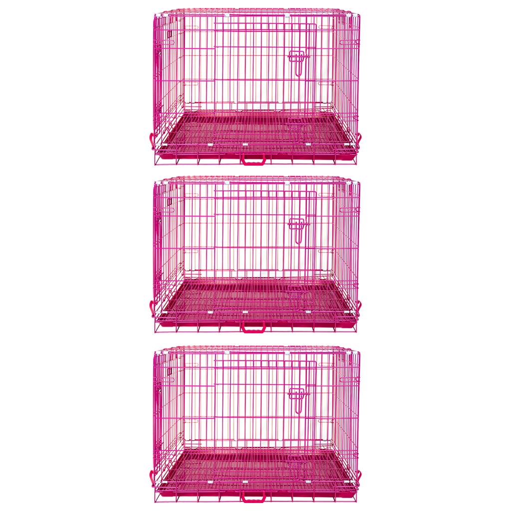 24-42" Collapsible Pink Dog Crate RED24-42 36 Inch 3 Pack