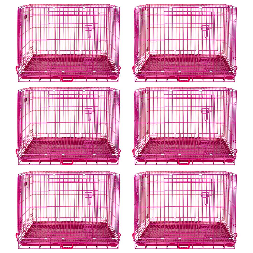 24-42" Collapsible Pink Dog Crate RED24-42 36 Inch 6 Pack