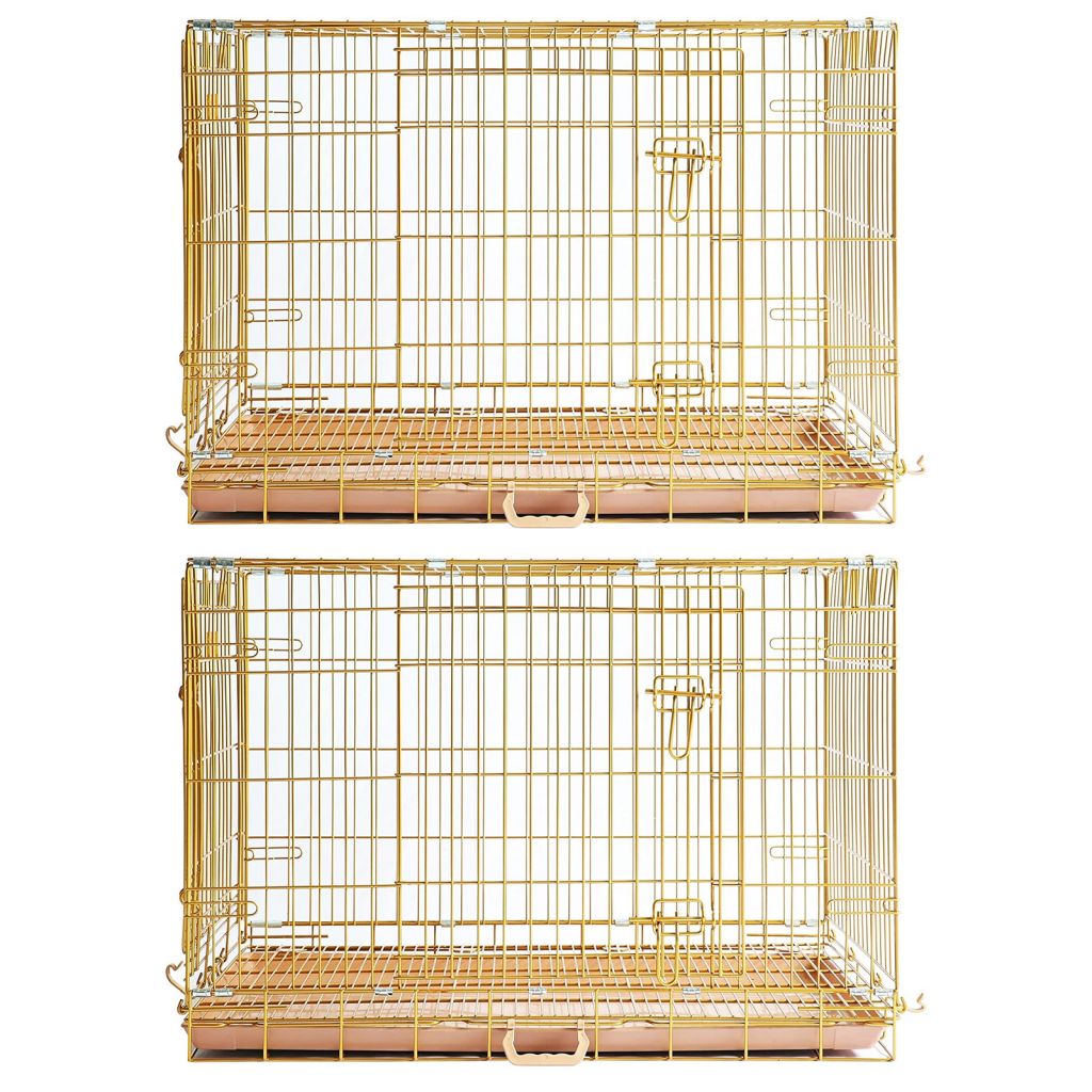 24-42" Collapsible Copper Gold Dog Crate GLD24-42 36 Inch 2 Pack
