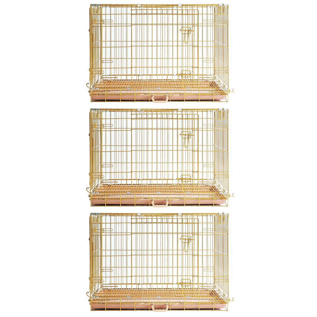 24-42" Collapsible Copper Gold Dog Crate GLD24-42 36 Inch 3 Pack