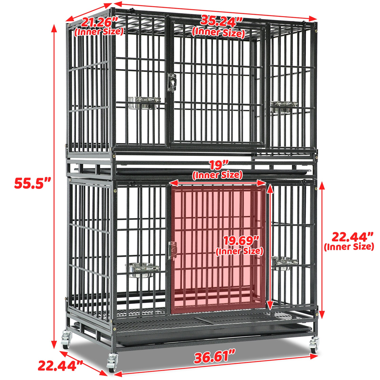 37" Stackable Heavy Duty Dog Crate 371D03 2 Pack