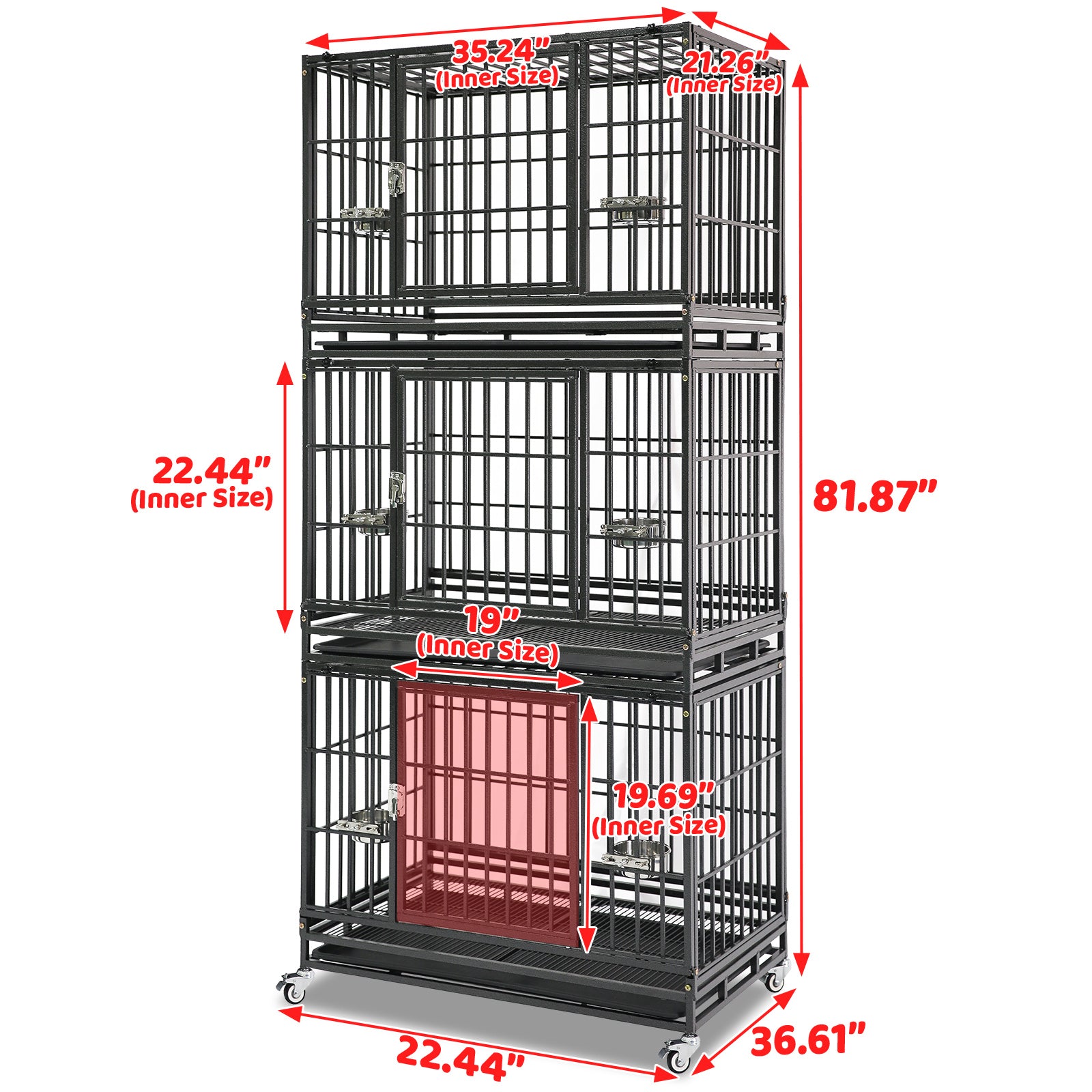 37" Stackable Heavy Duty Dog Crate 371D03 3 Pack