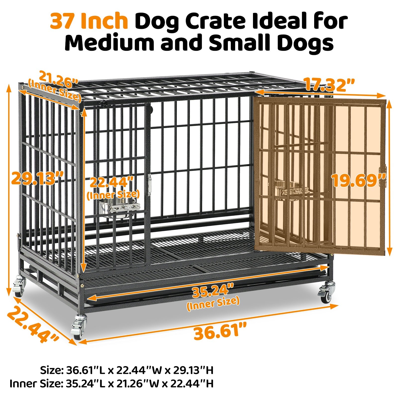 37" Stackable Heavy Duty Dog Crate 371D03 1 Pack