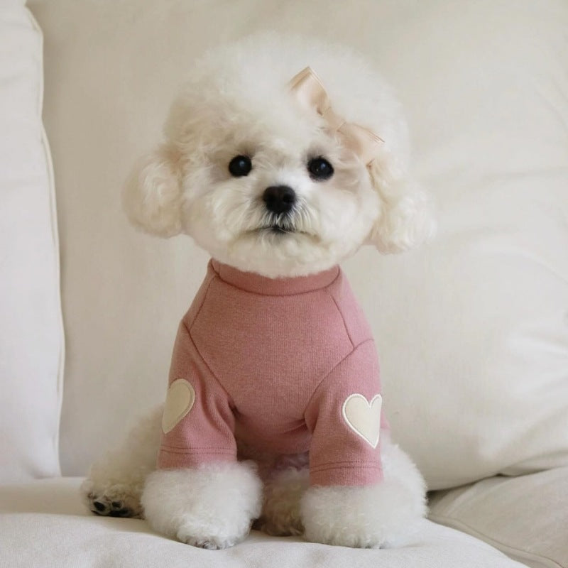 Teddy Bear York Sharberd Velvet Hoodie Pet Love Embroidery Warm Clothes pink