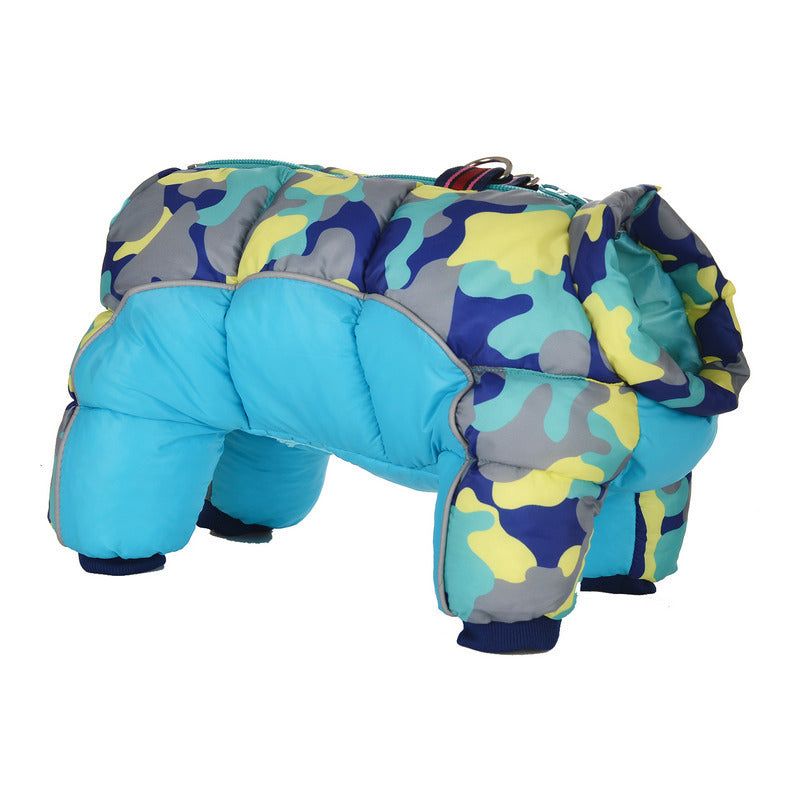Winter Pet Dog Clothes Super Warm Jacket Thicker Cotton Coat Waterproof Small Dogs Pets Clothing For Puppy Sky blue camouflage