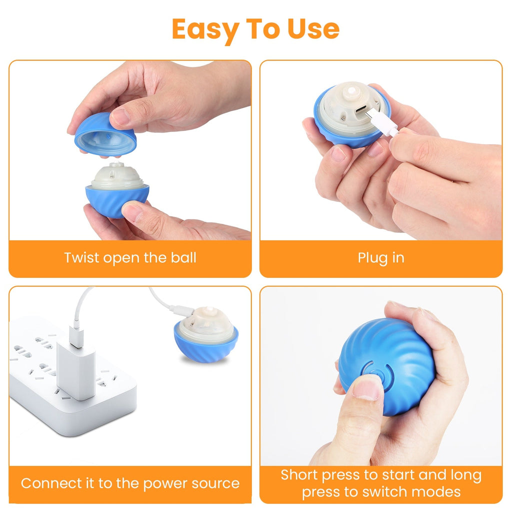 Cat Toys Ball Fast Rolling in Pouch Rechargeable Motion Activated Interactive Cat Toys for Indoor Cats Hide And Seek Mouse Catching Game