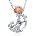 Pet Cat Chasing Flower Cremation Necklace Pendant