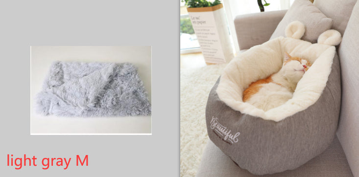 Pet Dog Bed Warming Soft Sleeping Bag Cushion Puppy Kennel Set M