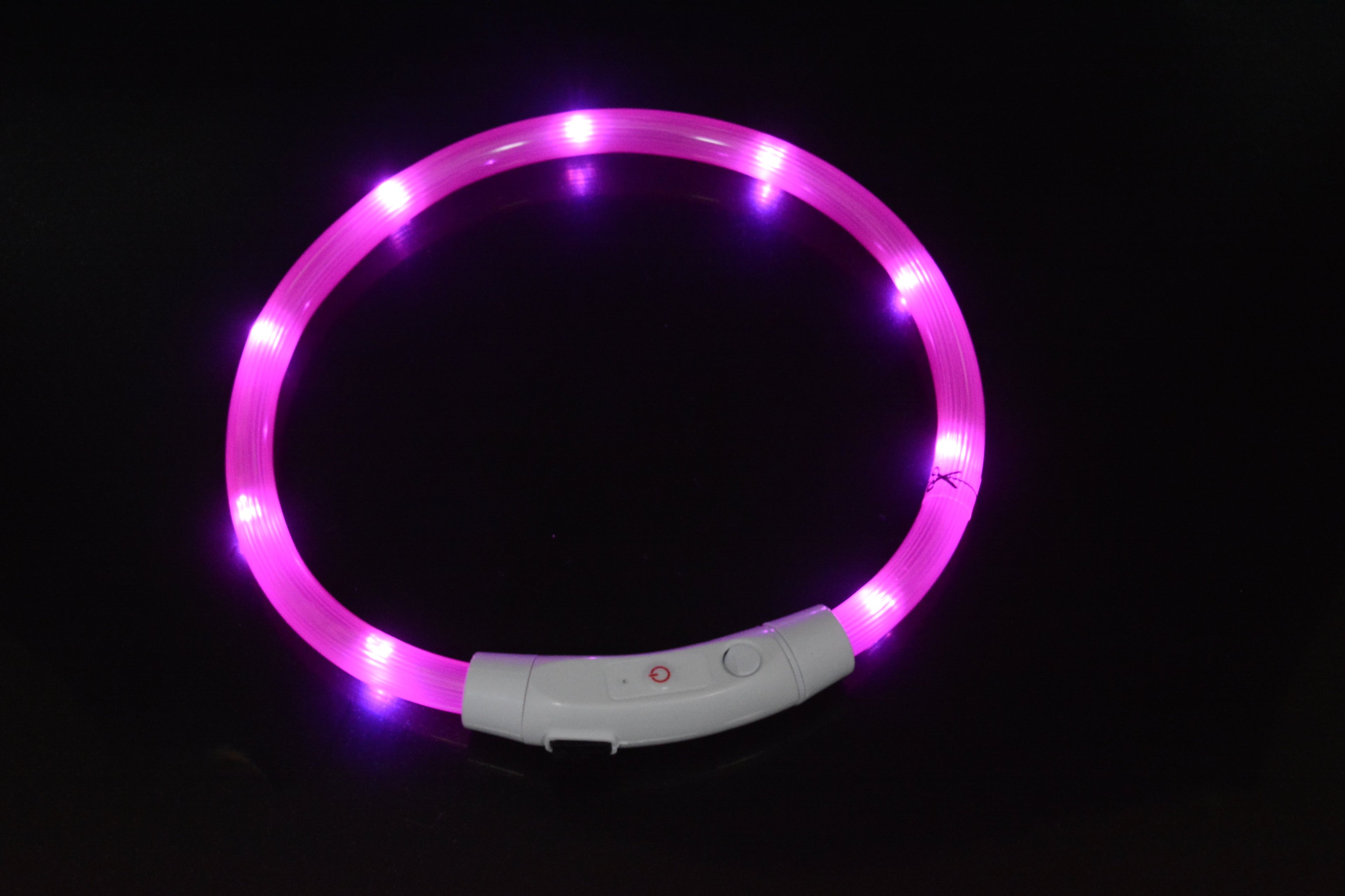 Dog luminous collar luminous pet collar USB charging neck ring LED luminous dog collar Pink - LED Beads