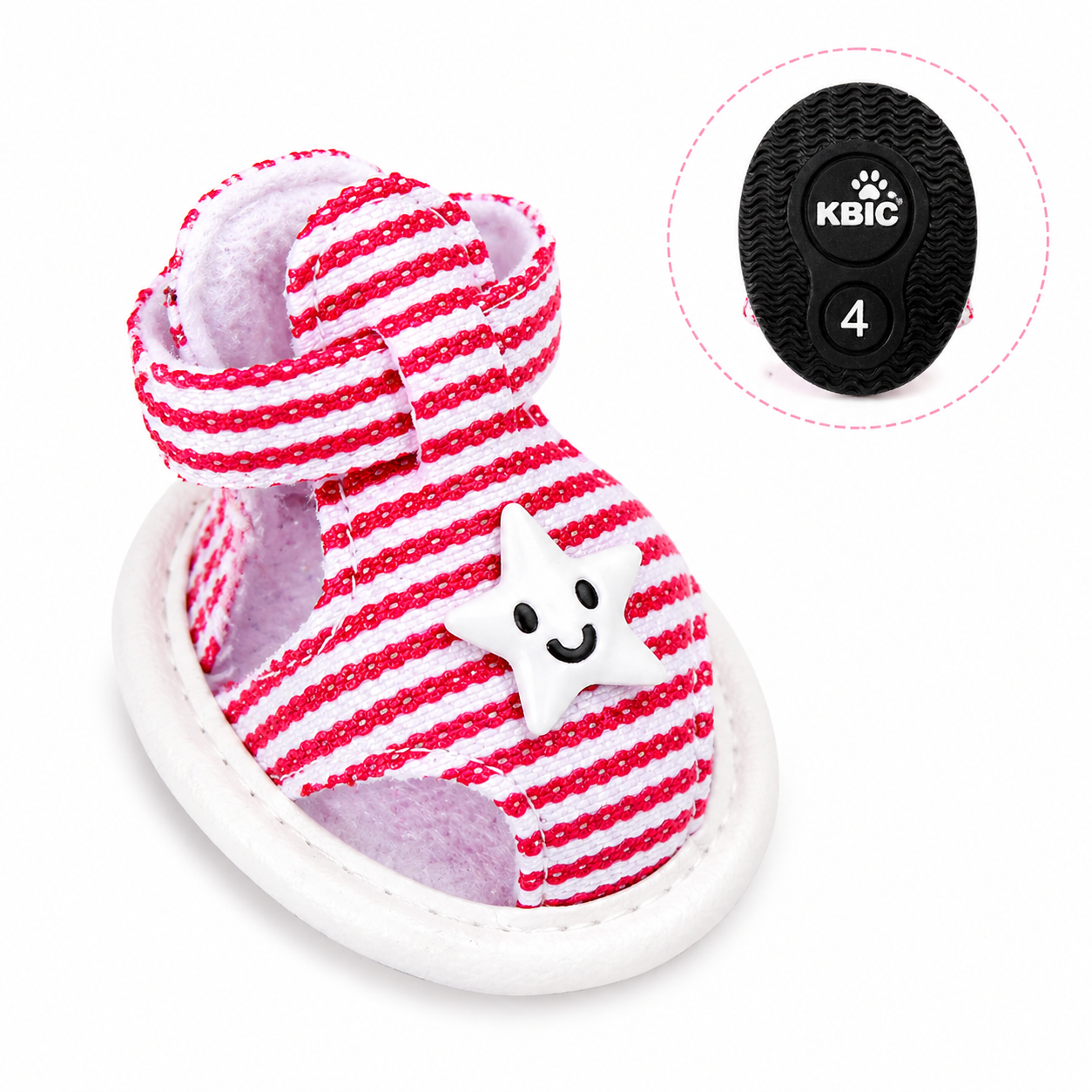 Striped Dog Sandals Anti-Slip Soft Puppy Shoes Adjustable Velcro Breathable Pet Footwear for Small Dogs