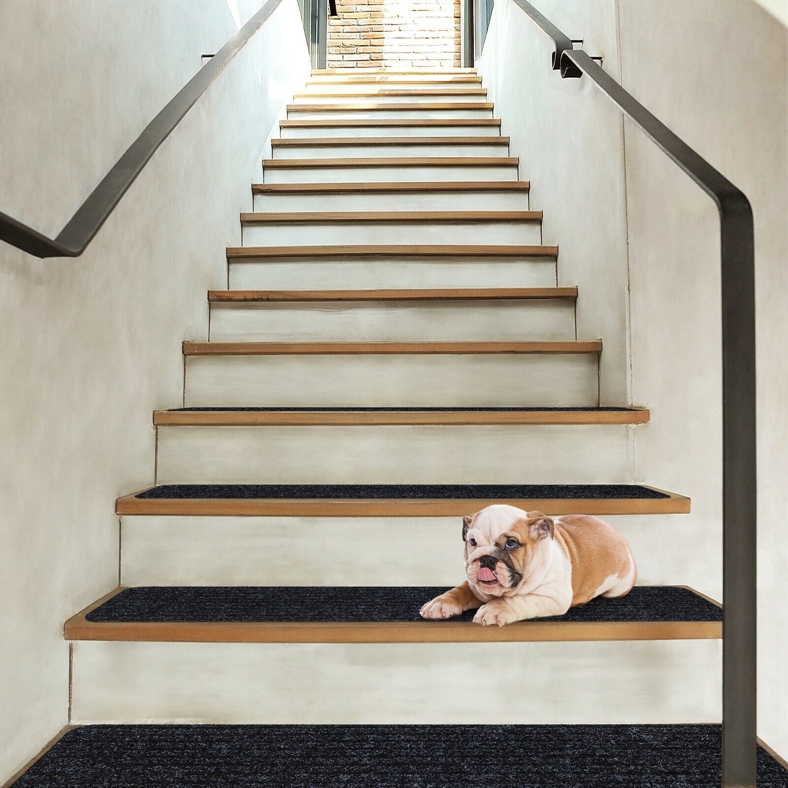 15 Pieces 30 x 8 Inch Slip Resistant Soft Stair Treads Carpet
