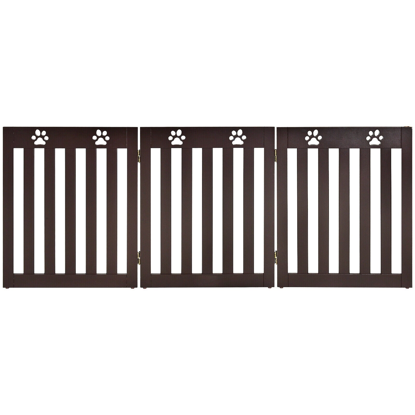 24 Inch Folding Wooden Freestanding Dog Gate with 360¬∞ Flexible Hinge for Pet