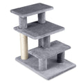 3-Tier Cat Stairs 19 Inch Plush Steps with Scratching Posts for High Bed Sofa-Gray Default Title