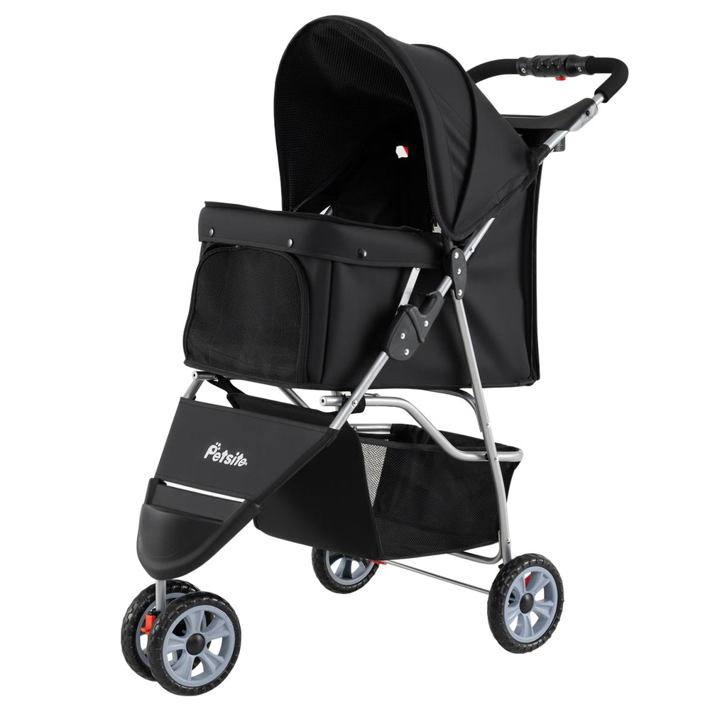 3 Wheel Pet Stroller for Small Dogs Cats up to 33 LBS Black