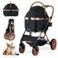3-in-1 Foldable Pet Stroller with Sun Shade and Safety Belt for up to 55 lbs Small Medium Dogs Cats-Black Default Title