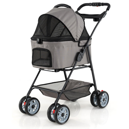 3 in 1 Pet Stroller with Removable Carrier up to 33 lbs-Gray