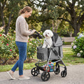 3-in-1 Foldable Pet Stroller for Small to Medium Dogs Gray