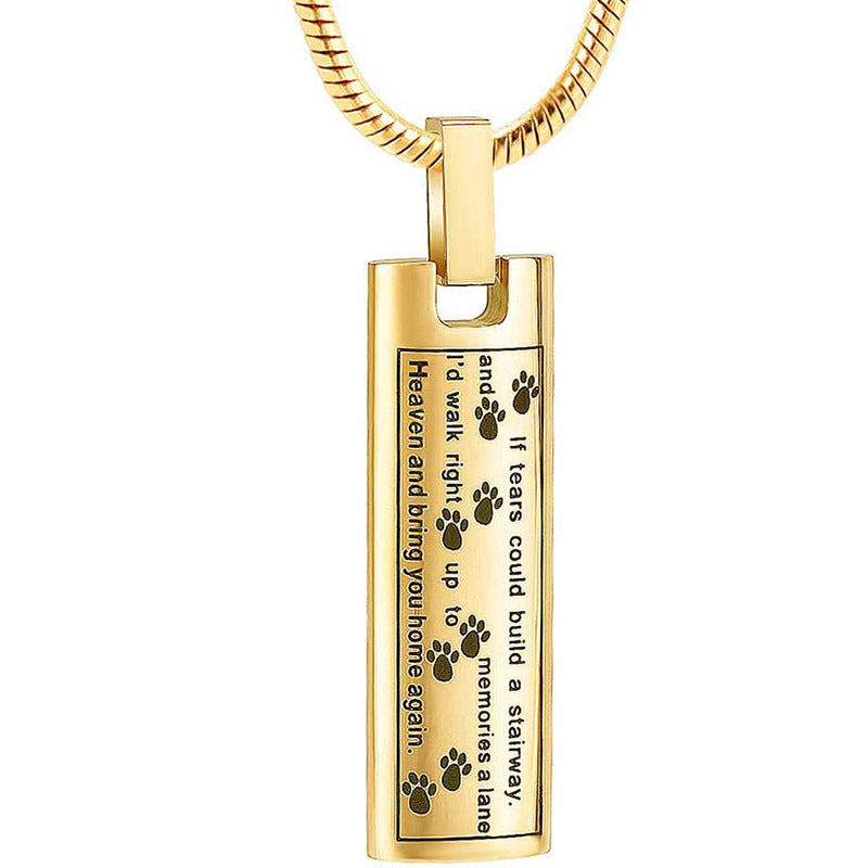Commemorating Relatives Pet Bones Cylindrical Lettering Urn Necklace Openable Gold