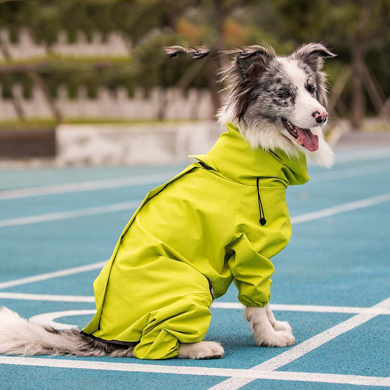 Raincoat Outdoor Waterproof Reflective Coat For Large Dogs And Pets Green