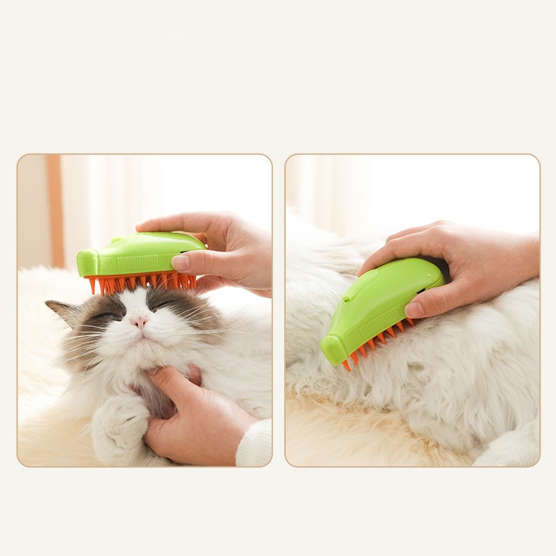 3 In 1 Pet Steam Brush Cat Dog Cleaning Steamy Spray Massage Beauty Comb Hair Removal Grooming Supplies Pets Accessories Green 2pc