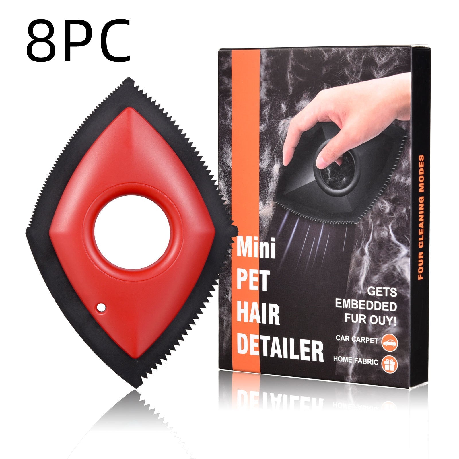 Pet Hair Remover Professional Hair Removal Tool For Cars Carpets Fur Catcher Cleaning Products Accessories 8PC red