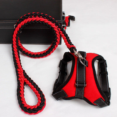 New Nylon Medium Large Dog Harness Collar K9 Padded Extra Reflective Collar Puppy Lead Pets Vest Dog Vest Husky Dogs Supply Red