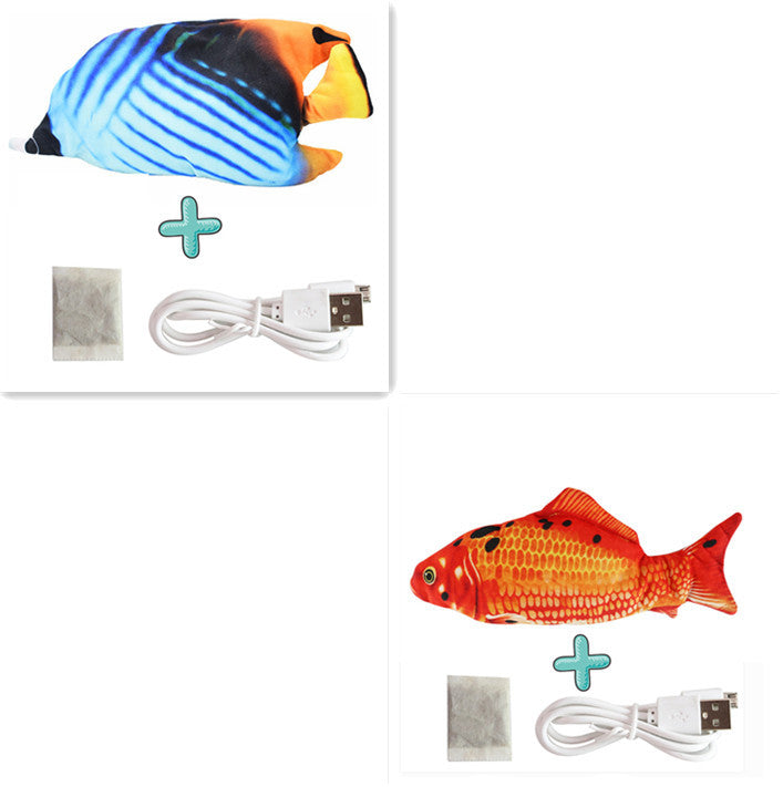 Electric Funny Cat Simulation Fish Beating Usb Jumping Cat Toy Set F