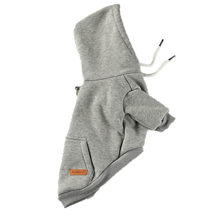 Pet Dog Fashion Simple Hooded Sweater Gray