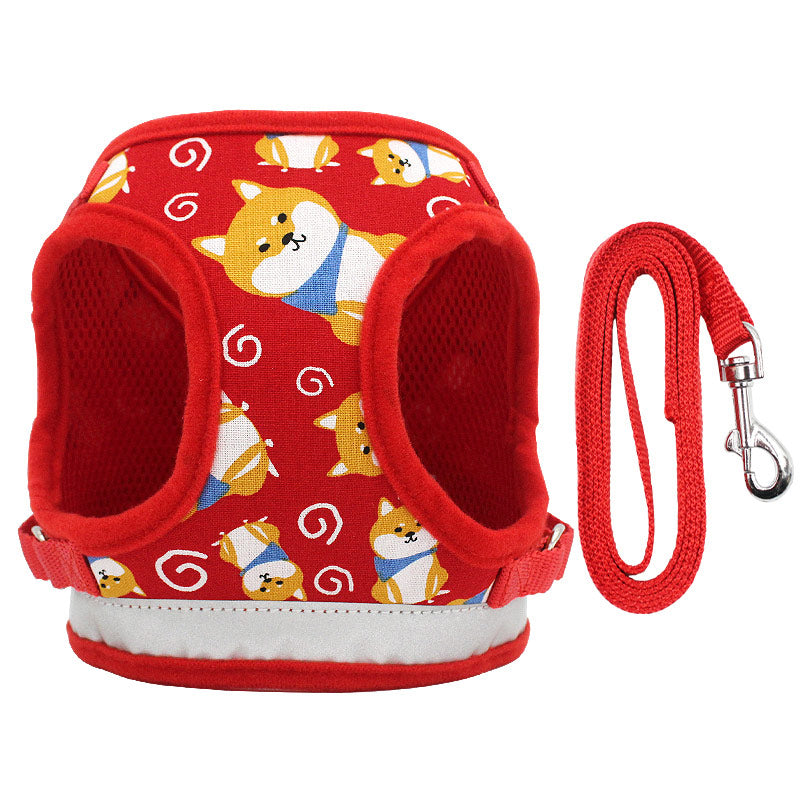 Nylon Dog Vest Harness & Leash – Anti-Break, Adjustable | XS–XL | 3 Colors Red