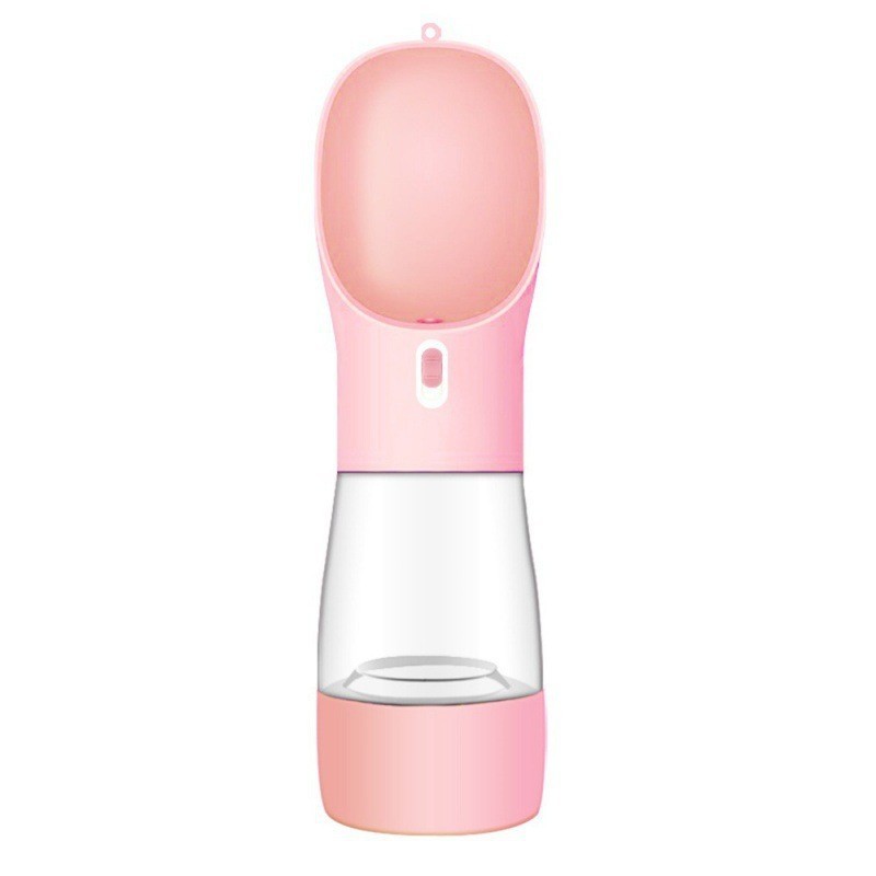 Pet Dog Water Bottle Feeder Bowl Portable Water Food Bottle Pets Outdoor Travel Drinking Dog Bowls Water Bowl For Dogs Pink Solid color