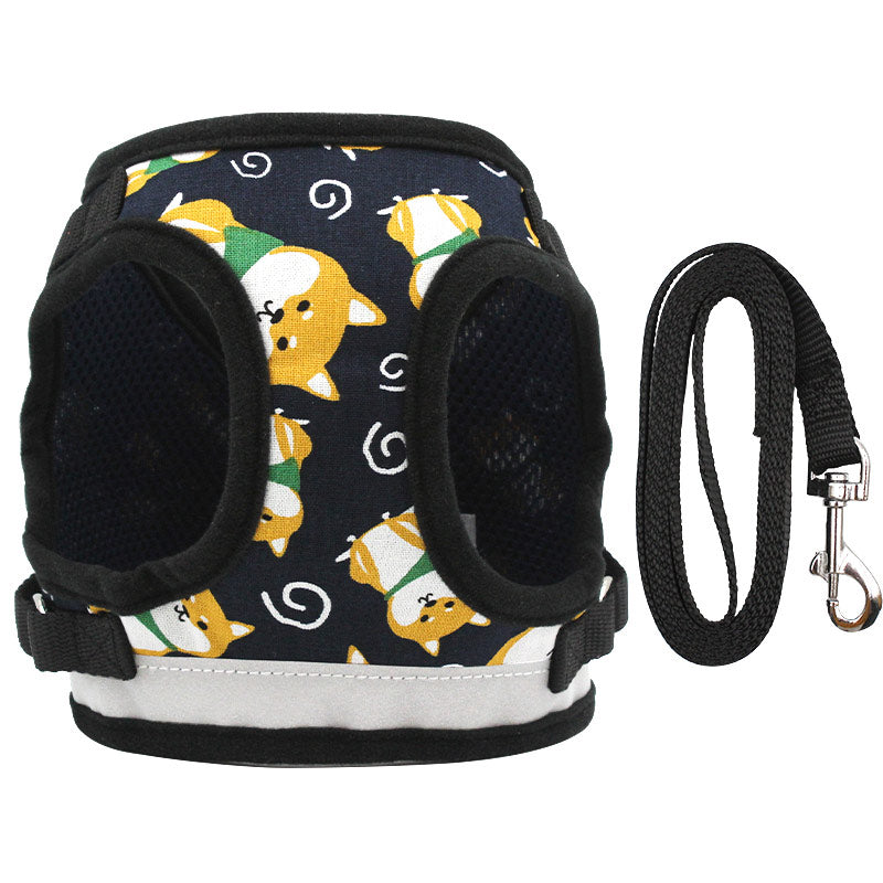 Nylon Dog Vest Harness & Leash – Anti-Break, Adjustable | XS–XL | 3 Colors Black