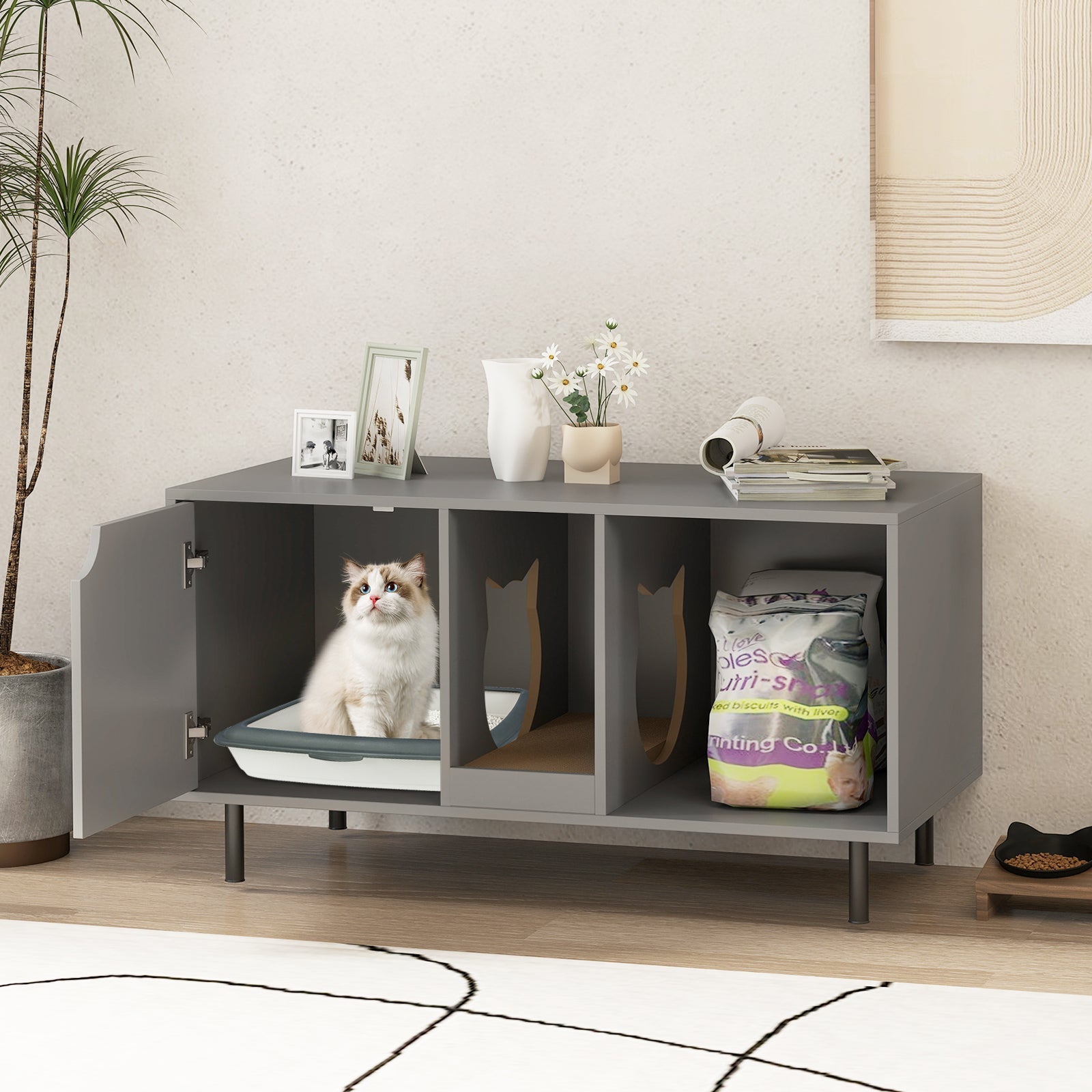 40 Inch Cat Litter Box Enclosure for 2 Cats Hidden Cat Washroom