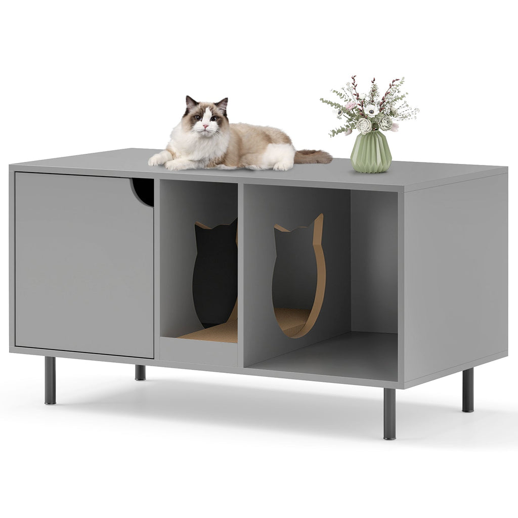 40 Inch Cat Litter Box Enclosure for 2 Cats Hidden Cat Washroom-Gray