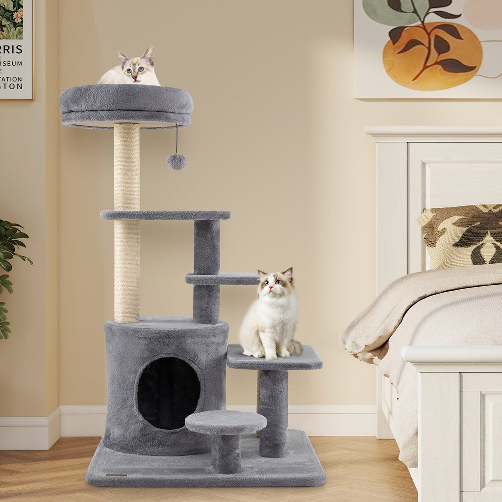 40 Inch Multi-level Cat Tower with Condo and Dangling Jingle Ball