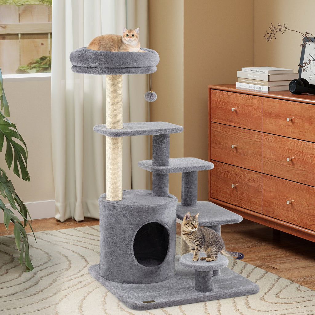 40 Inch Multi-level Cat Tower with Condo and Dangling Jingle Ball
