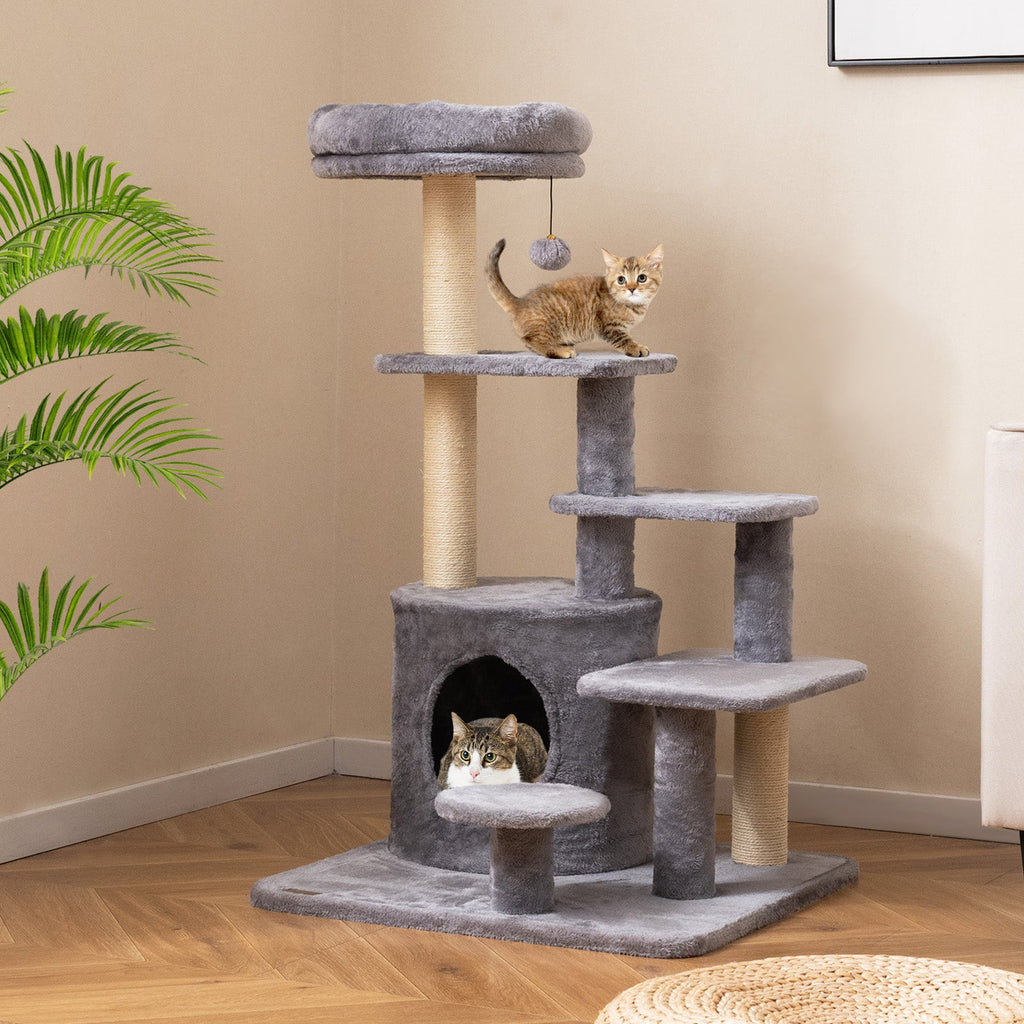 40 Inch Multi-level Cat Tower with Condo and Dangling Jingle Ball