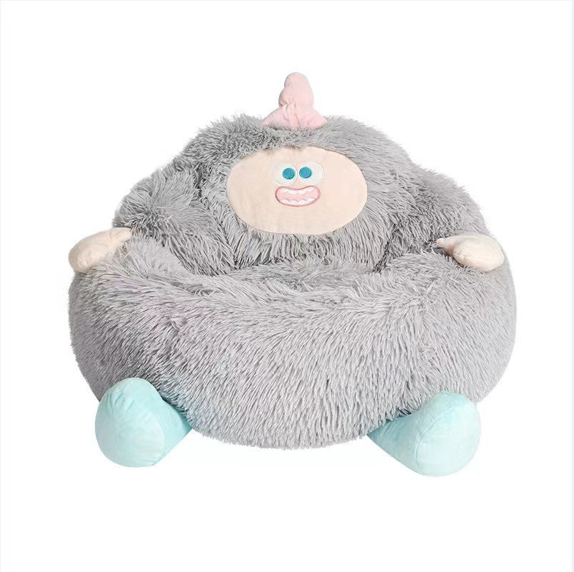 Long Plush Nest For Pets Thick And Warm Kennel For Fall And Winter Universal Sofa For Cats And Dogs Sleeping Mattress Gray