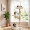 41-Inch Cat Tower with Real Wood Branches & Scratching Posts Beige