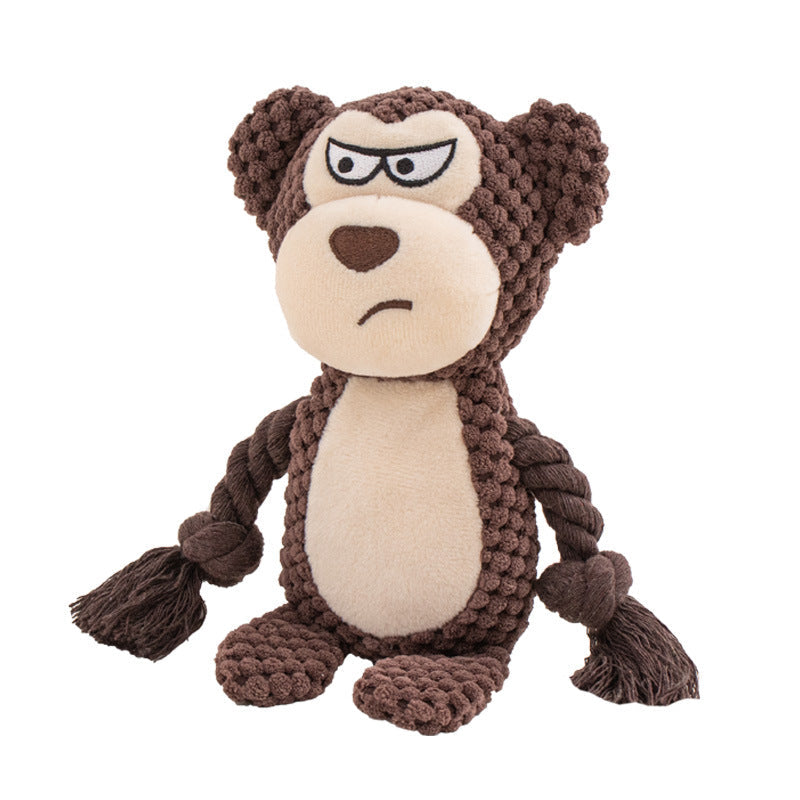 Pet Plush Sound Cotton Rope Toys Interactive Tug Of War Training Item Creative Dog Toy Pet Training Dog Supplies Monkey