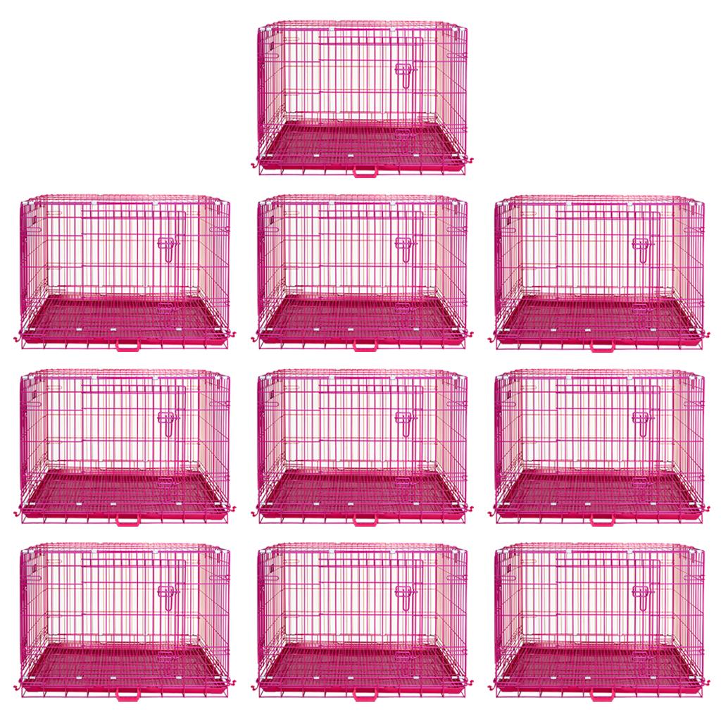 24-42" Collapsible Pink Dog Crate RED24-42 42 Inch 10 Pack
