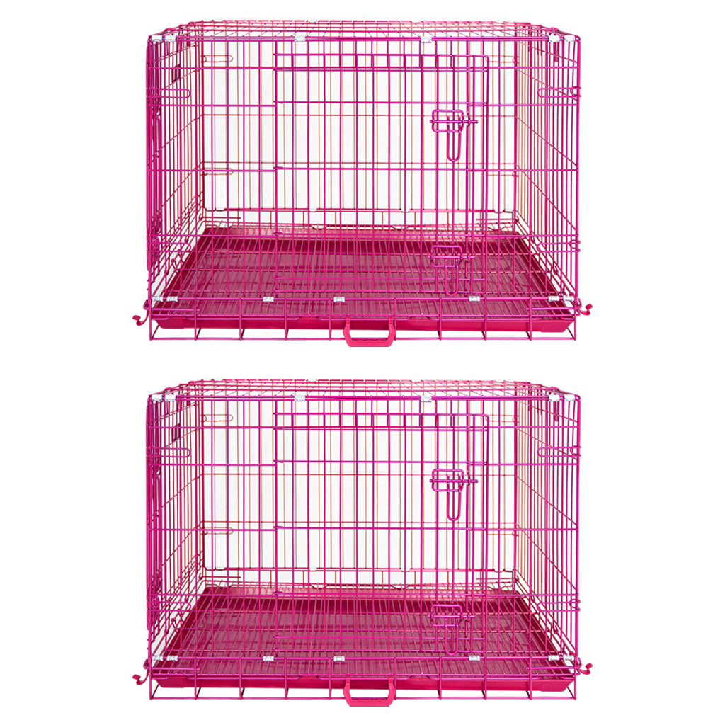 24-42" Collapsible Pink Dog Crate RED24-42 42 Inch 2 Pack