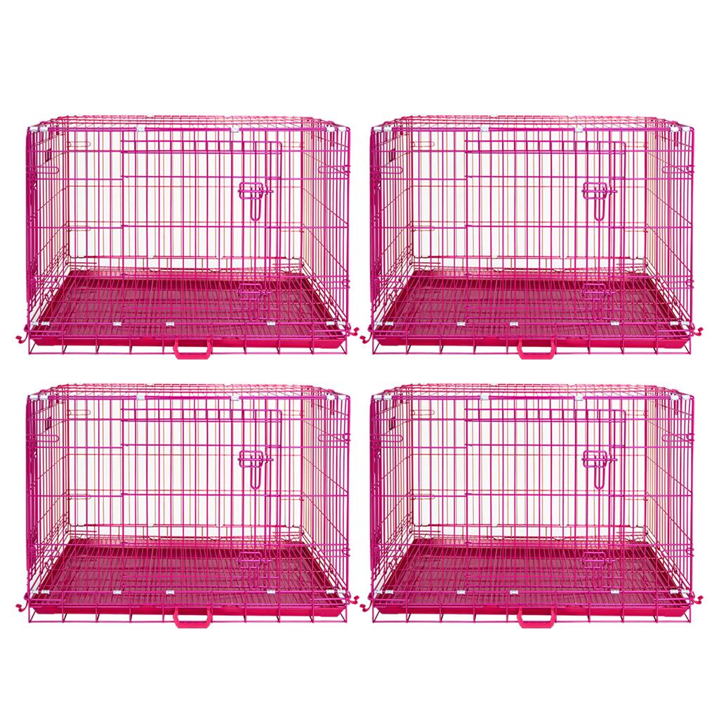 24-42" Collapsible Pink Dog Crate RED24-42 42 Inch 4 Pack